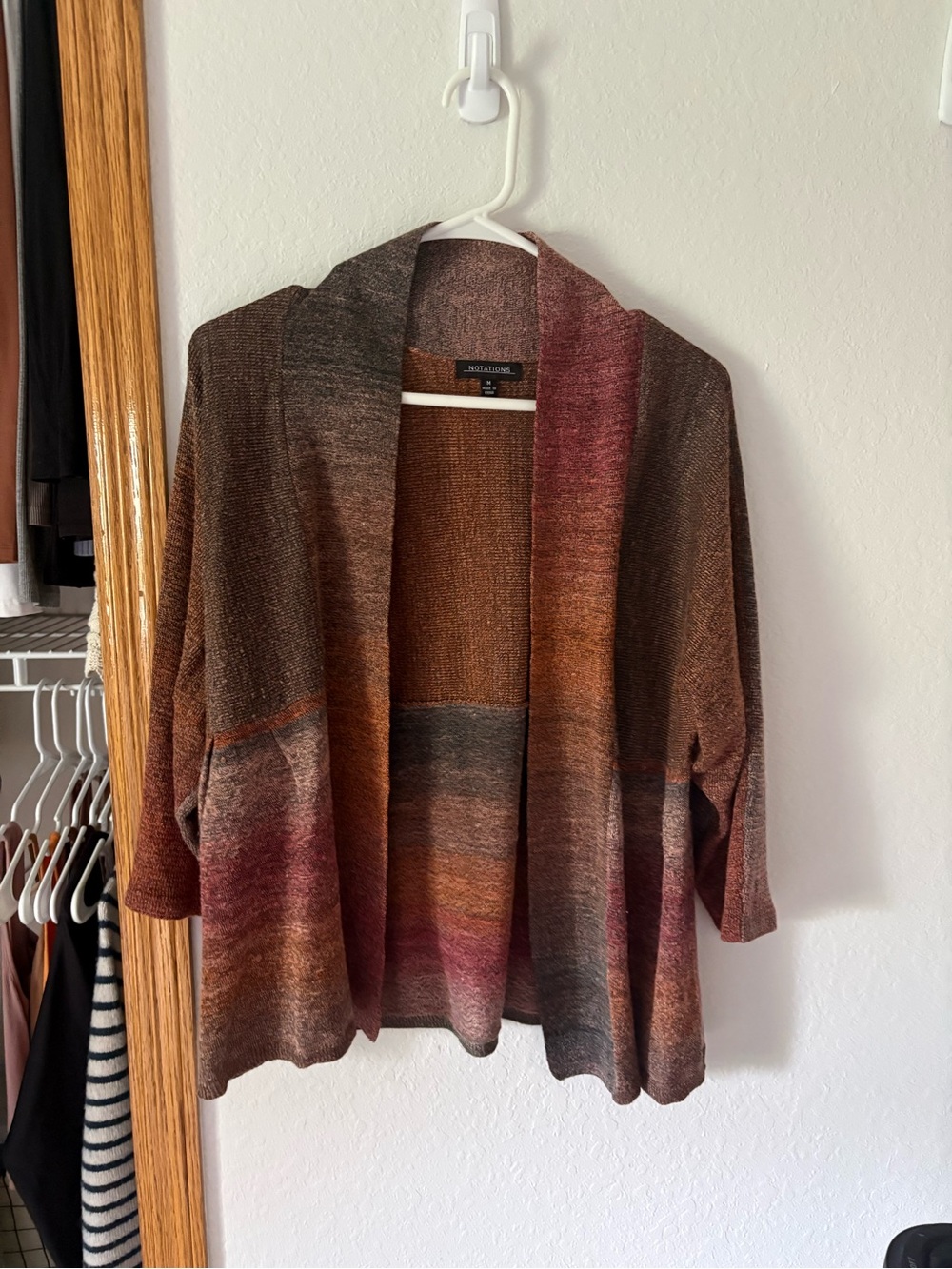 Notations Open-Front Gradient Cardigan - Brown Rust Pink - Picture 1 of 3